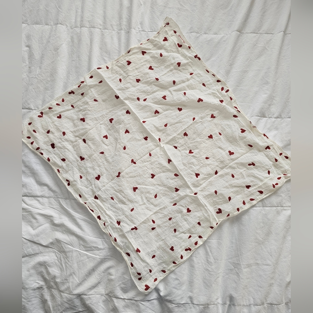 Madewell White Scarf with Red Hearts